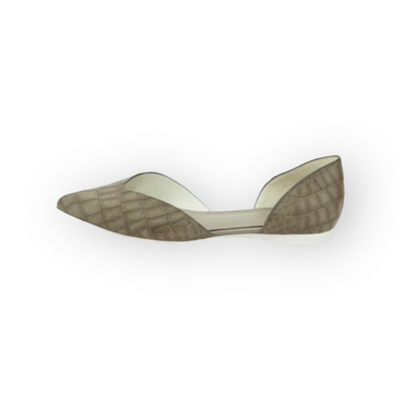 Vince ❃ Tara D’Orsay Pointy Toe Ballet Flat ❃ Embossed Leather ❃ Taupe Grey ❃ 39 - Picture 2 of 16